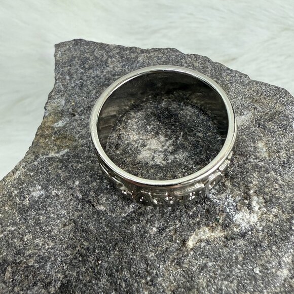 Silver Tone Playboy Ring Size 8.25 - Picture 4 of 6